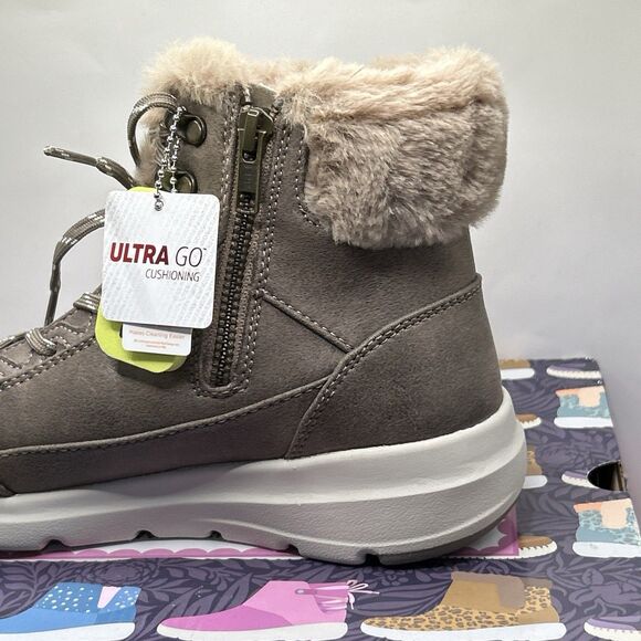 Skechers Go Walk Glacial Waterproof Winter Boots Womens 6 Dark Taupe NIB - Picture 5 of 16